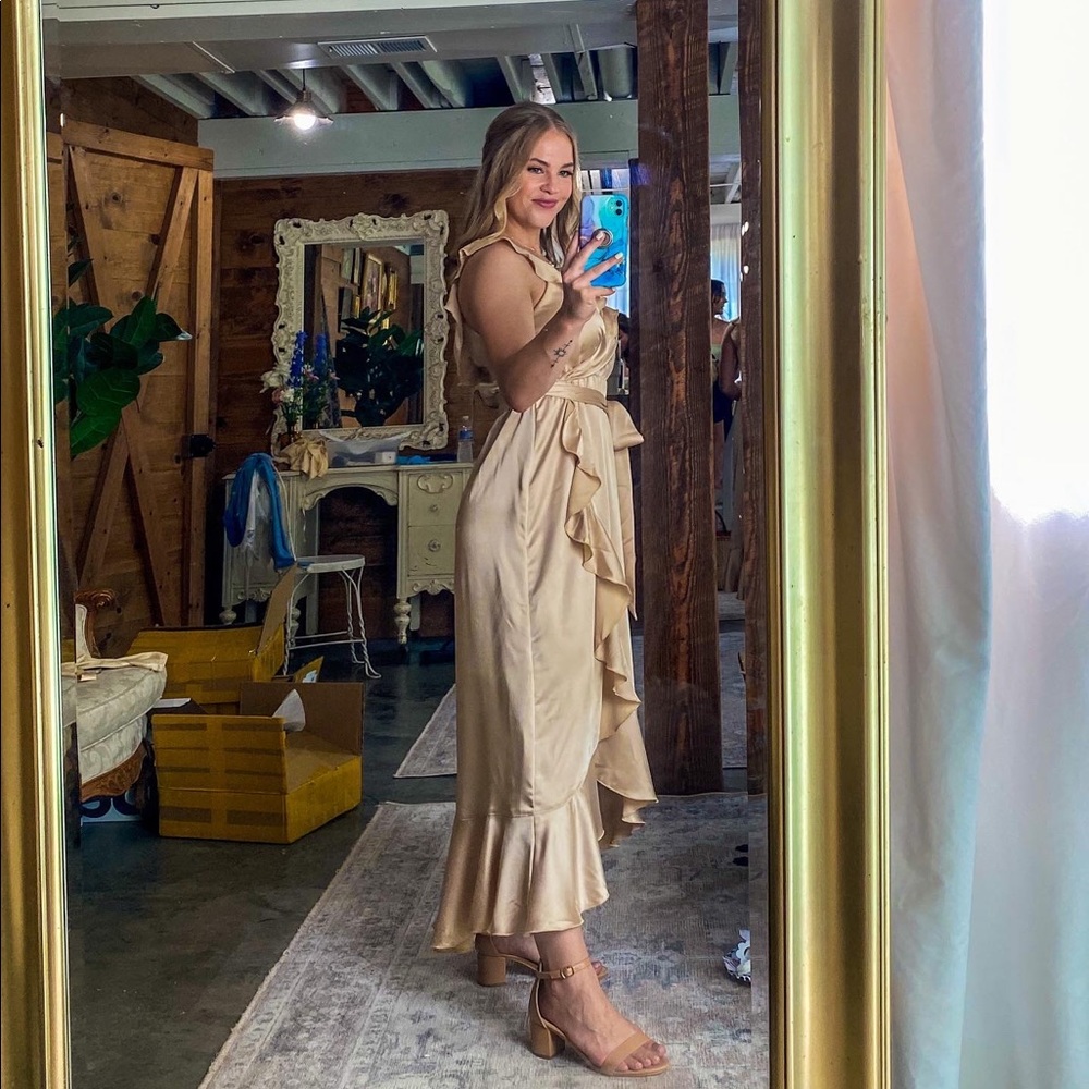 Samantha Ruffle Wrap Dress (Champagne)